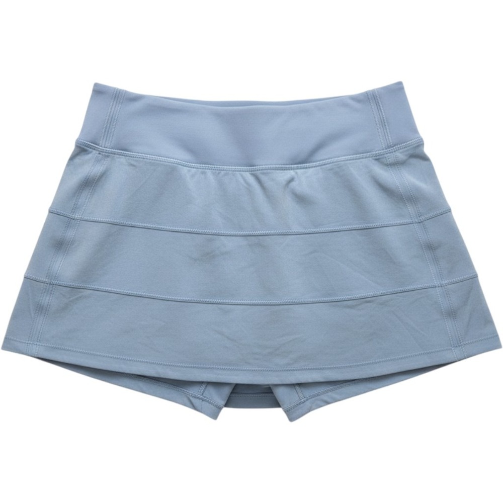 Lululemon Pace Rival Skirt Women 4 Blue Grey Tiered Athletic Skort Tennis Preppy